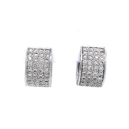 Cluster Diamond Pave Earrings in 18k White Gold