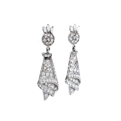 2 Carat Old Euro Diamonds Art Deco Style Earrings in Platinum