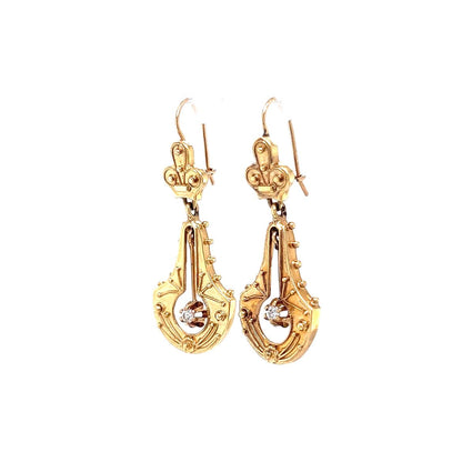 Victorian Style Diamond Earrings in Yellow Gold