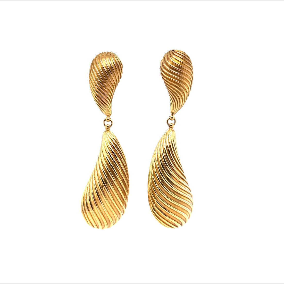 Unique Teardrop Dangle Earrings in 18K Yellow Gold