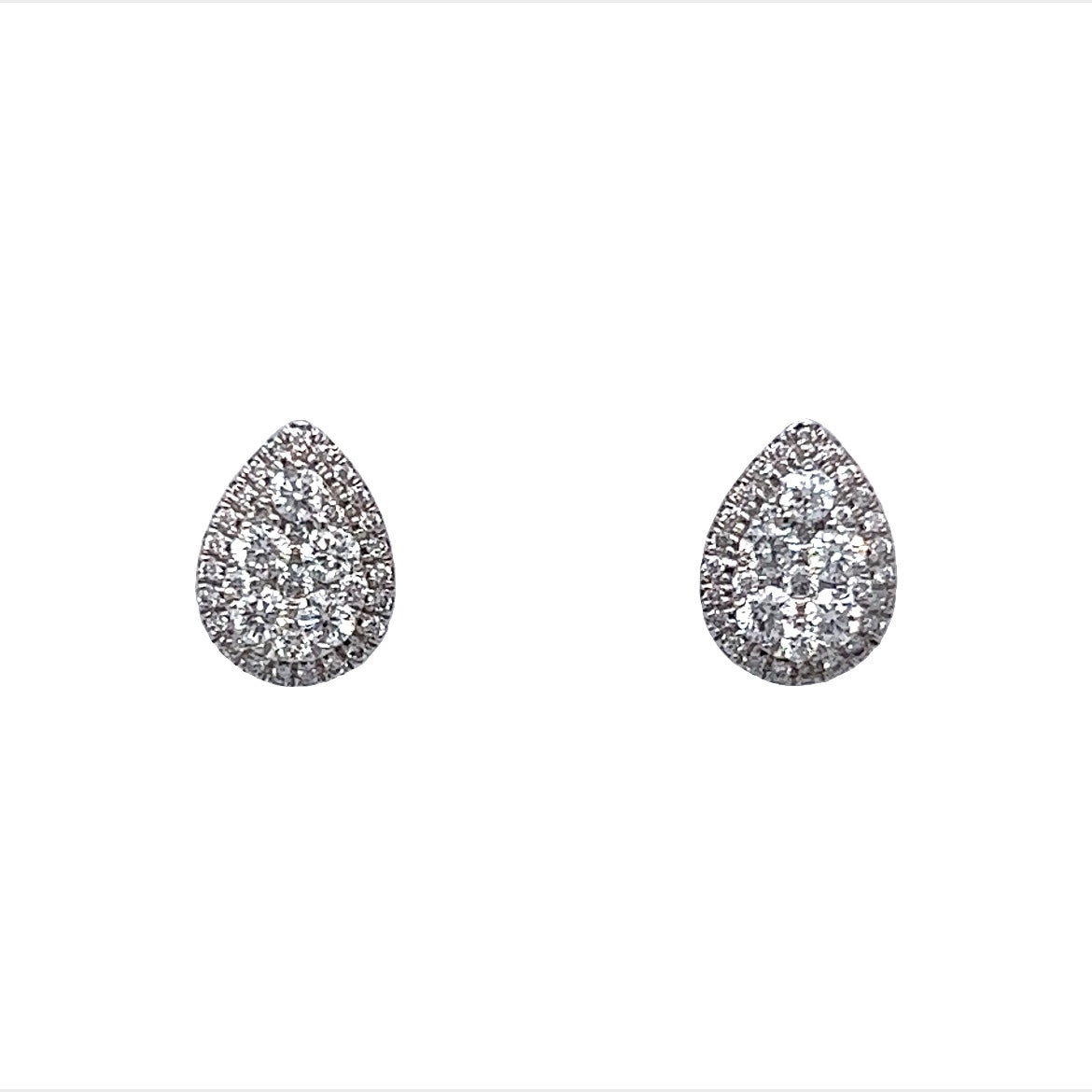 Petit Pear Shaped Earrings w/ Diamonds 14K White Gold