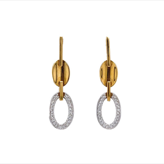 Two-Tone Diamond Earrings in 18k White & Yellow Gold