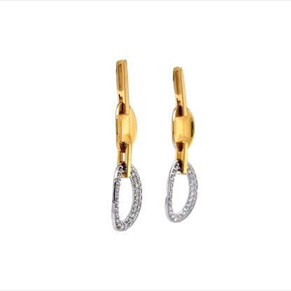 Two-Tone Diamond Earrings in 18k White & Yellow Gold