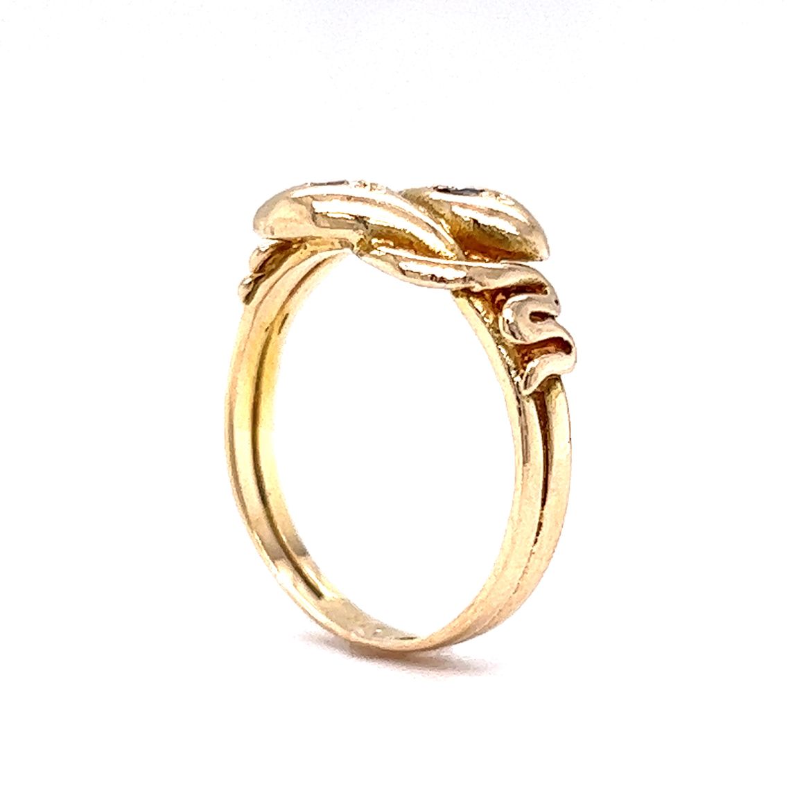 Victorian Diamond & Sapphire Snake Ring in 14k Yellow Gold