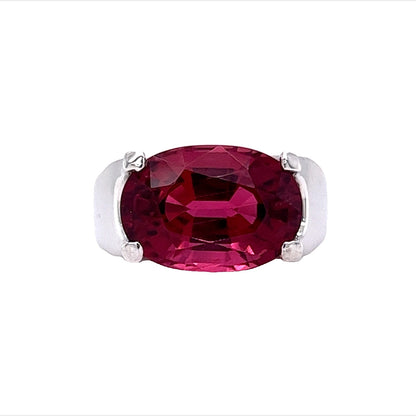 7 Carat Oval Cut Rubellite Tourmaline Cocktail Ring in 18k White Gold