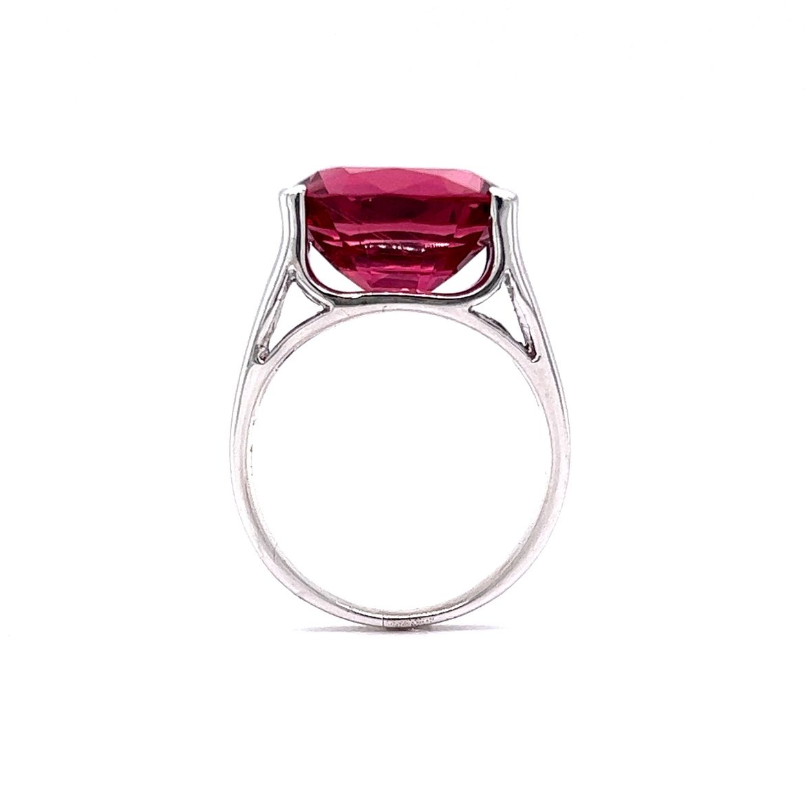 7 Carat Oval Cut Rubellite Tourmaline Cocktail Ring in 18k White Gold