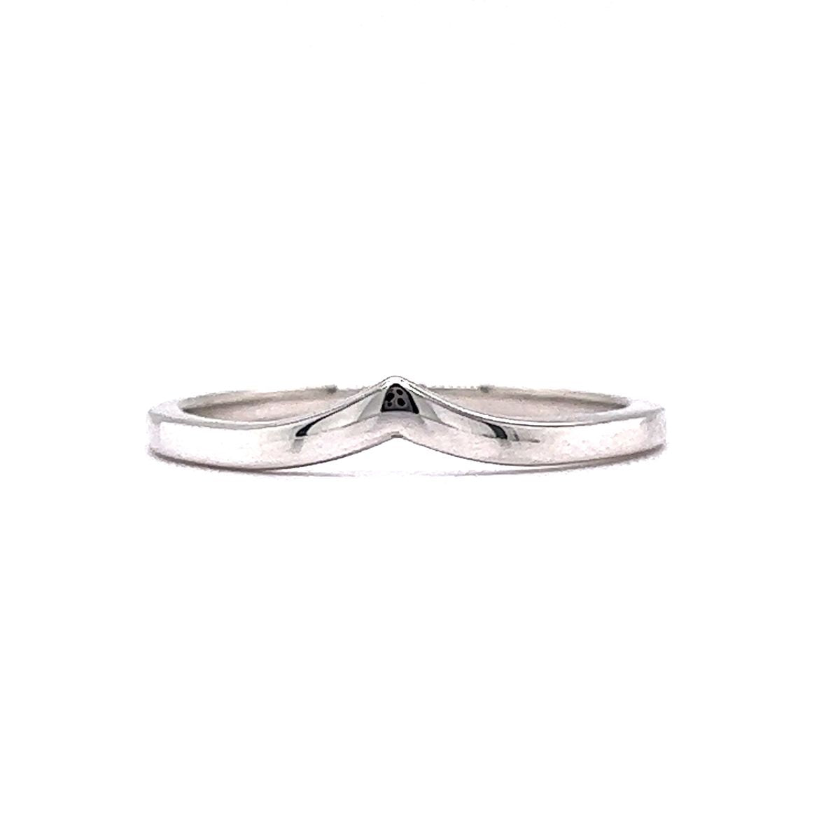 Slight Contoured Thin Wedding Band in 14k White Gold