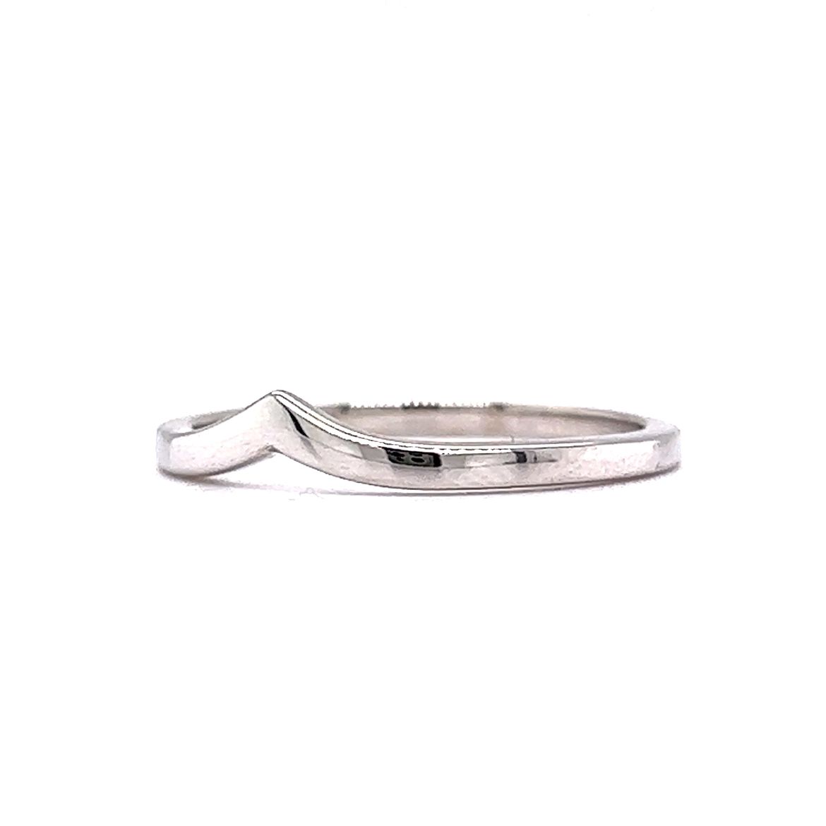 Slight Contoured Thin Wedding Band in 14k White Gold