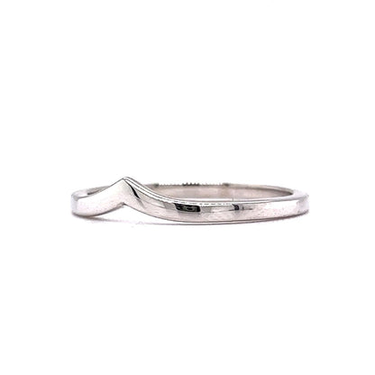 Slight Contoured Thin Wedding Band in 14k White Gold