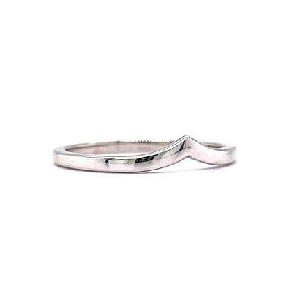 Slight Contoured Thin Wedding Band in 14k White Gold