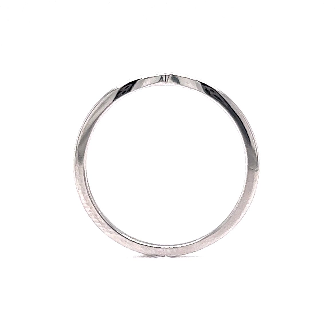 Slight Contoured Thin Wedding Band in 14k White Gold