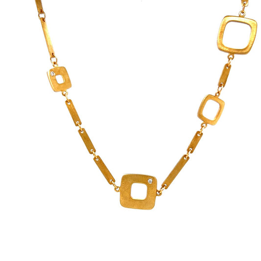 Modern Geometric Diamond Accented Necklace in 18k Yellow Gold