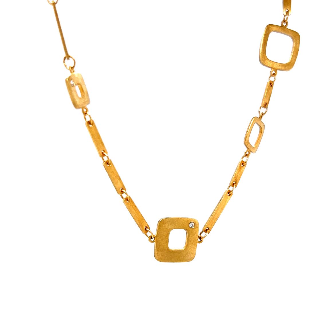 Modern Geometric Diamond Accented Necklace in 18k Yellow Gold