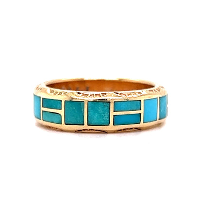 Mid-Century Turquoise Stacking Ring in 14k Yellow Gold