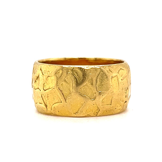 10mm Textured Band in 18k Yellow Gold