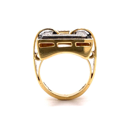 Diamond & Blue Enamel Cocktail Ring 18k Gold