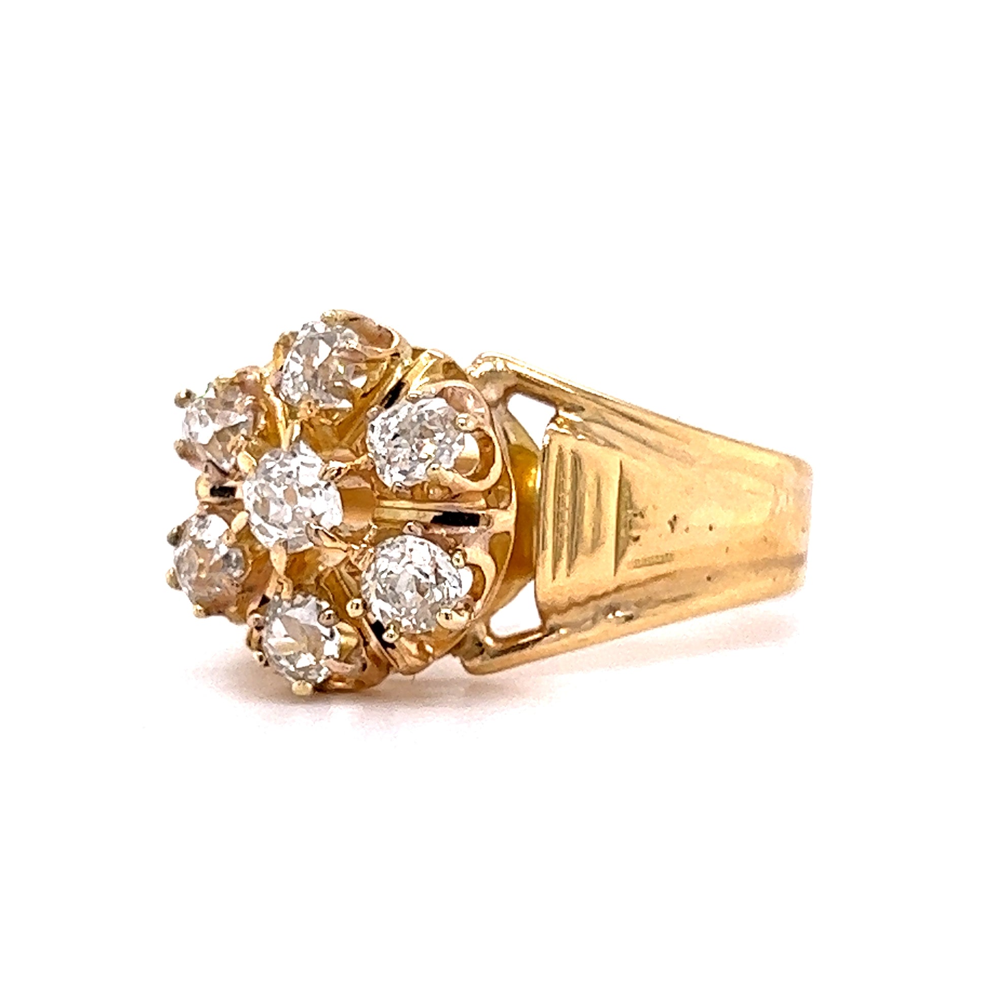 Victorian Diamond Cluster Cocktail Ring in 18k Yellow Gold