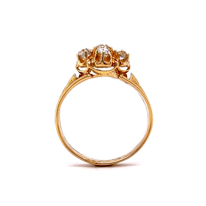 Victorian Diamond Cluster Cocktail Ring in 18k Yellow Gold