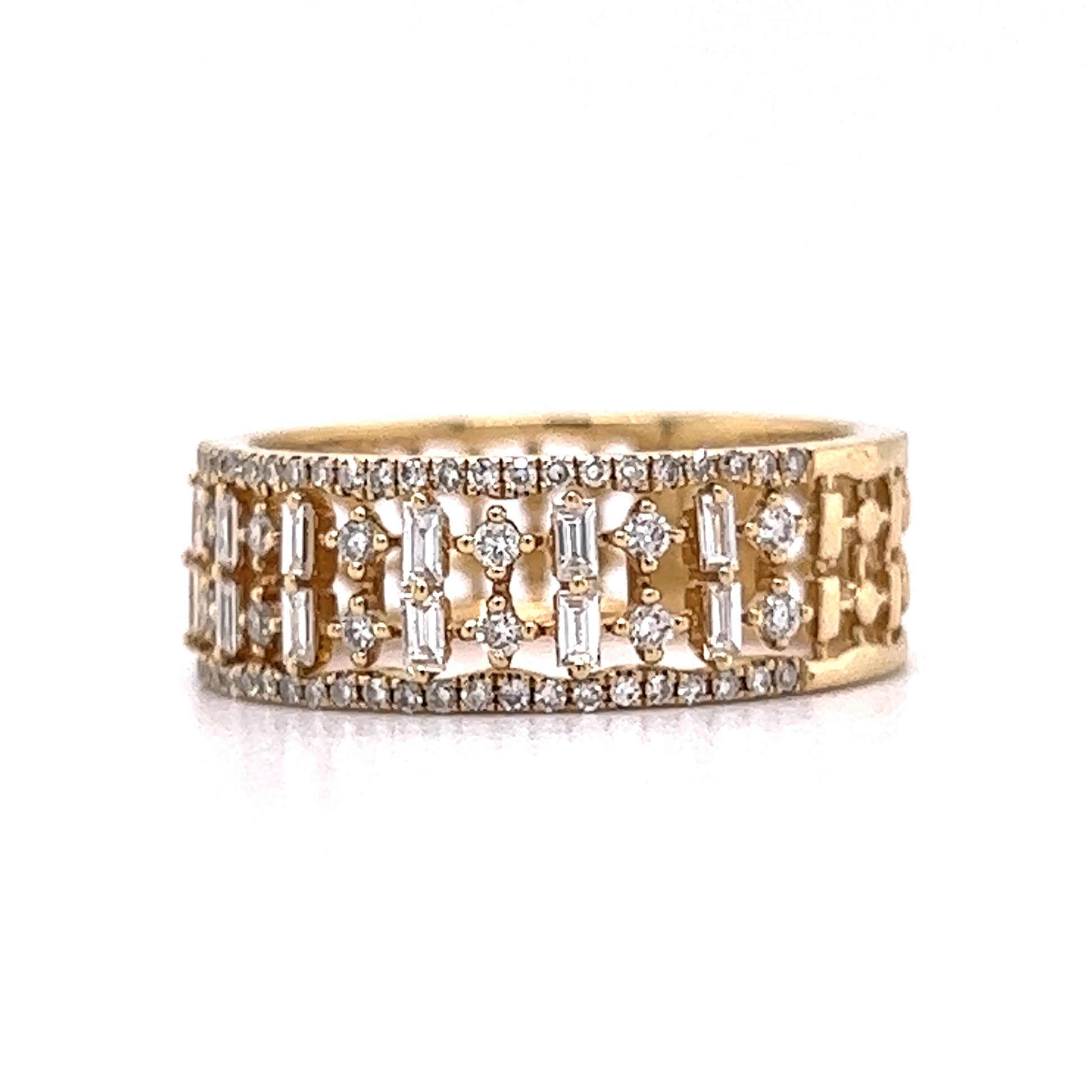 Thick Pave Diamond Cocktail Ring 14k Yellow GoldComposition: 14 Karat Yellow Gold Ring Size: 7.25 Total Diamond Weight: .70ct Total Gram Weight: 3.5 g Inscription: 14k 585
      