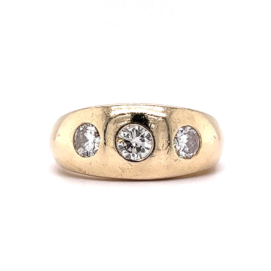 1950's Three Stone Diamond Cocktail Ring 14k Yellow Gold