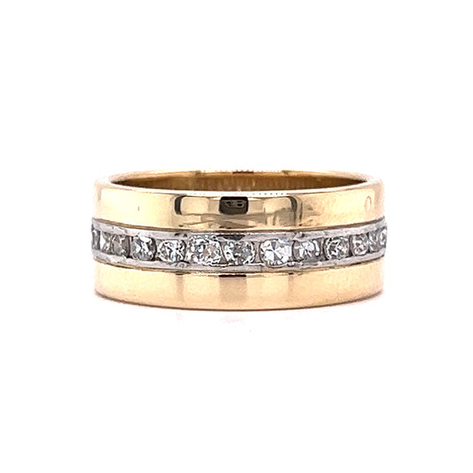 Art Deco Diamond Eternity Band in 14k Yellow Gold & Platinum