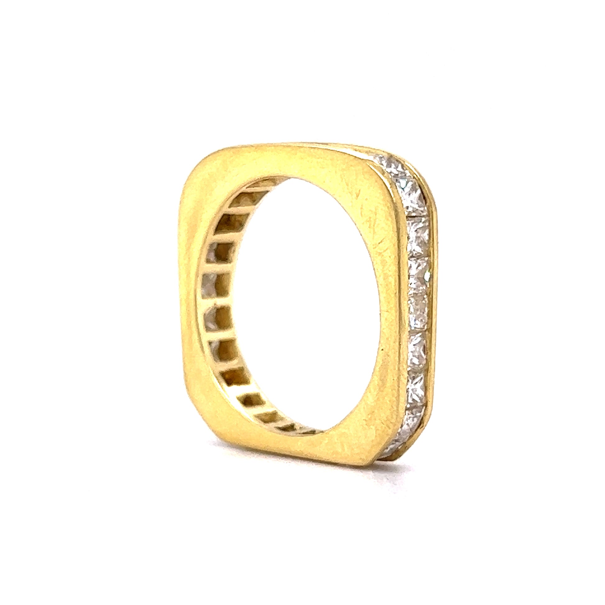 Princess Cut Square Eternity Stacking Ring in 18k Yellow Gold