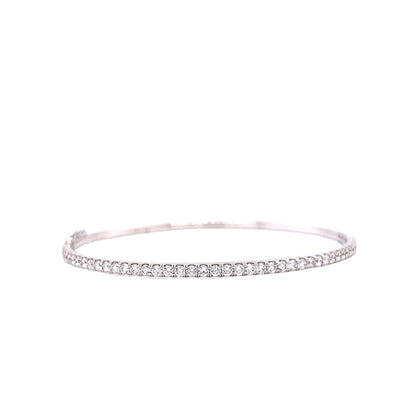 1 Carat Diamond Bangle Bracelet in 14k White Gold