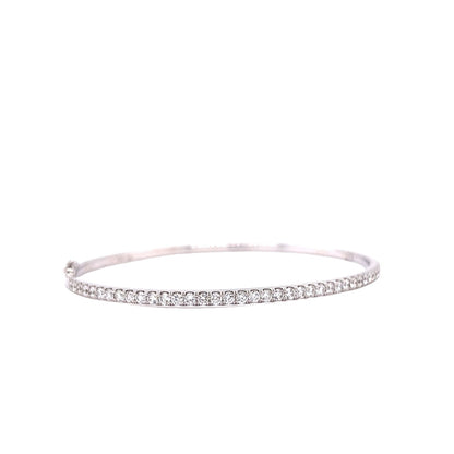 1 Carat Diamond Bangle Bracelet in 14k White Gold