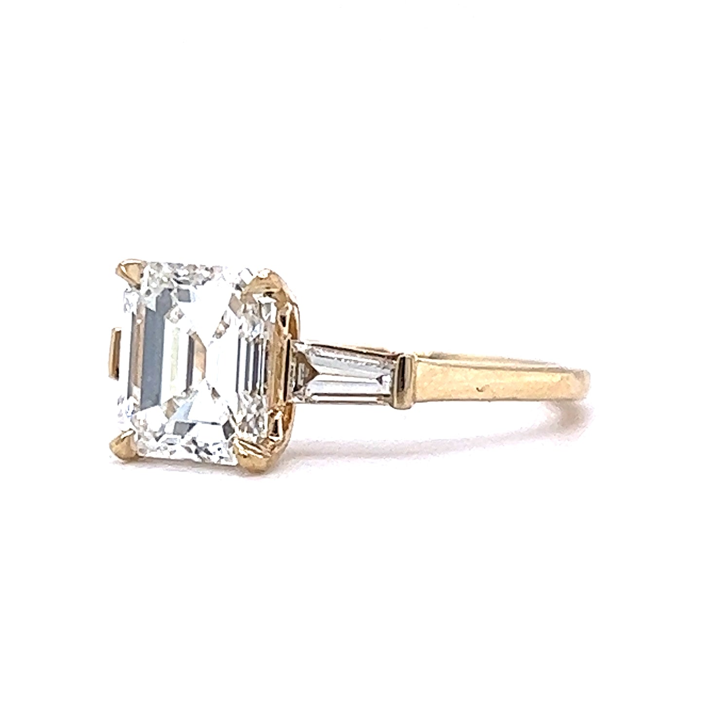 2.06 Emerald Cut Diamond Engagement Ring in 14k Yellow Gold