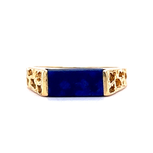 Mid-Century Lapis Ring with Organic Texture in 18k Yellow Gold