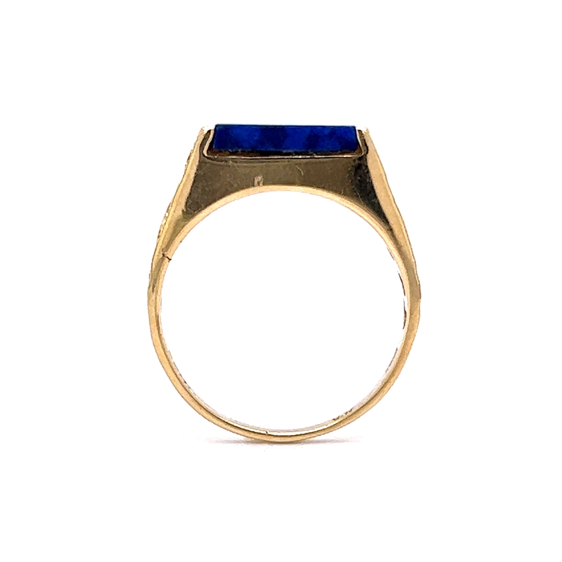 Mid-Century Lapis Ring with Organic Texture in 18k Yellow Gold