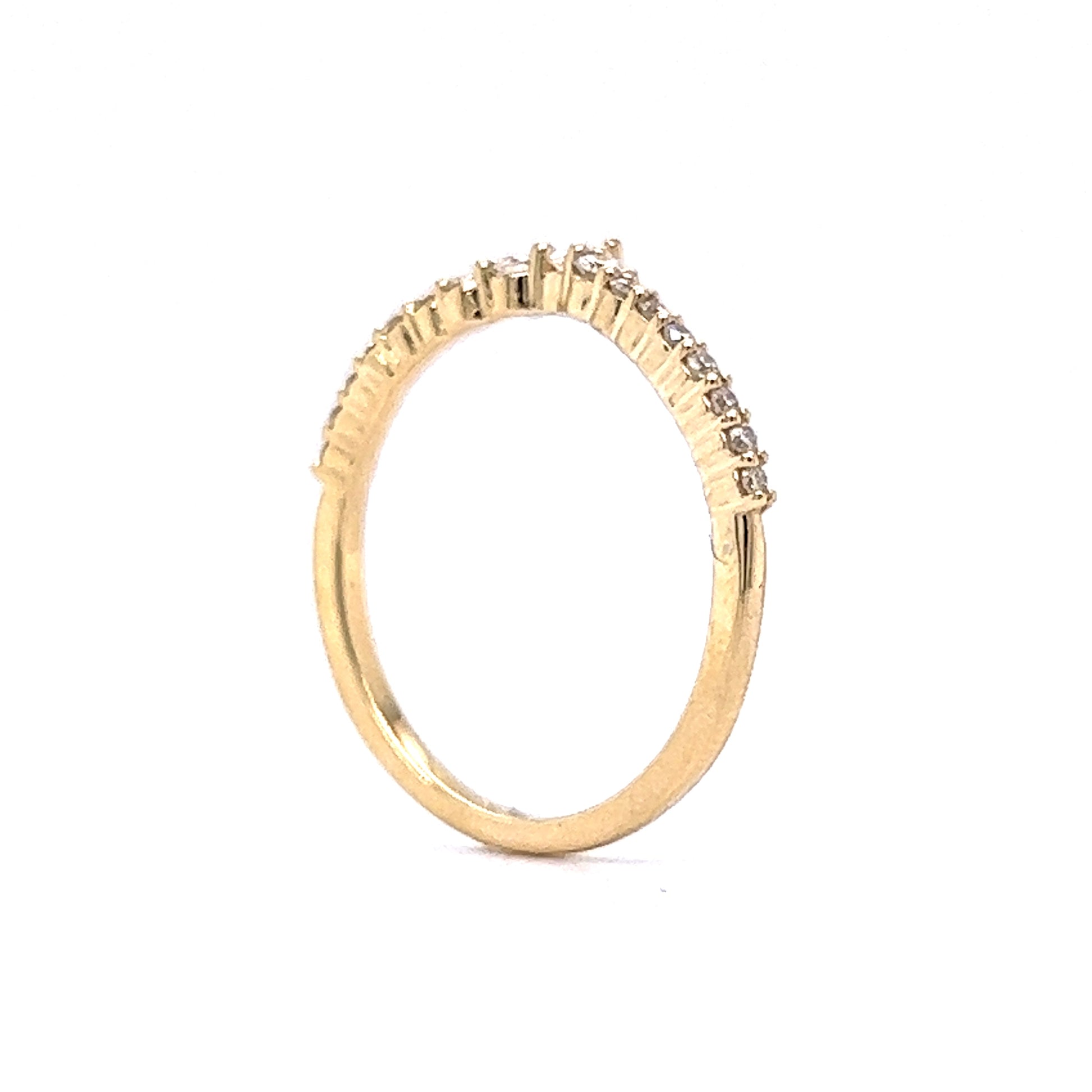 Accented Contour Diamond Wedding Band in 14k Yellow Gold