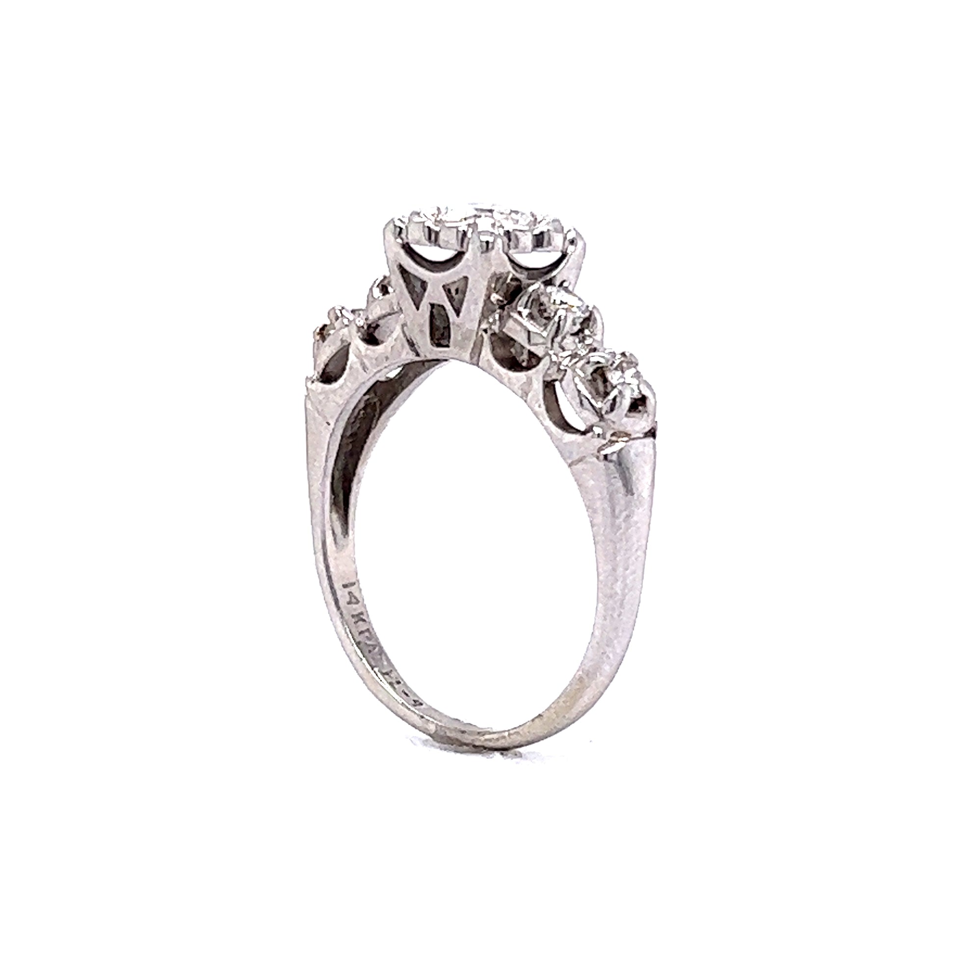 .30 Mid-Century Diamond Engagement & Wedding Ring Set in 14k