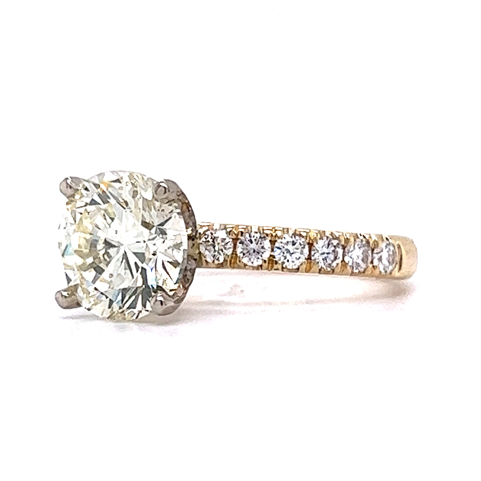 3.01 Round Brilliant Cut Diamond Engagement Ring in 14k Gold