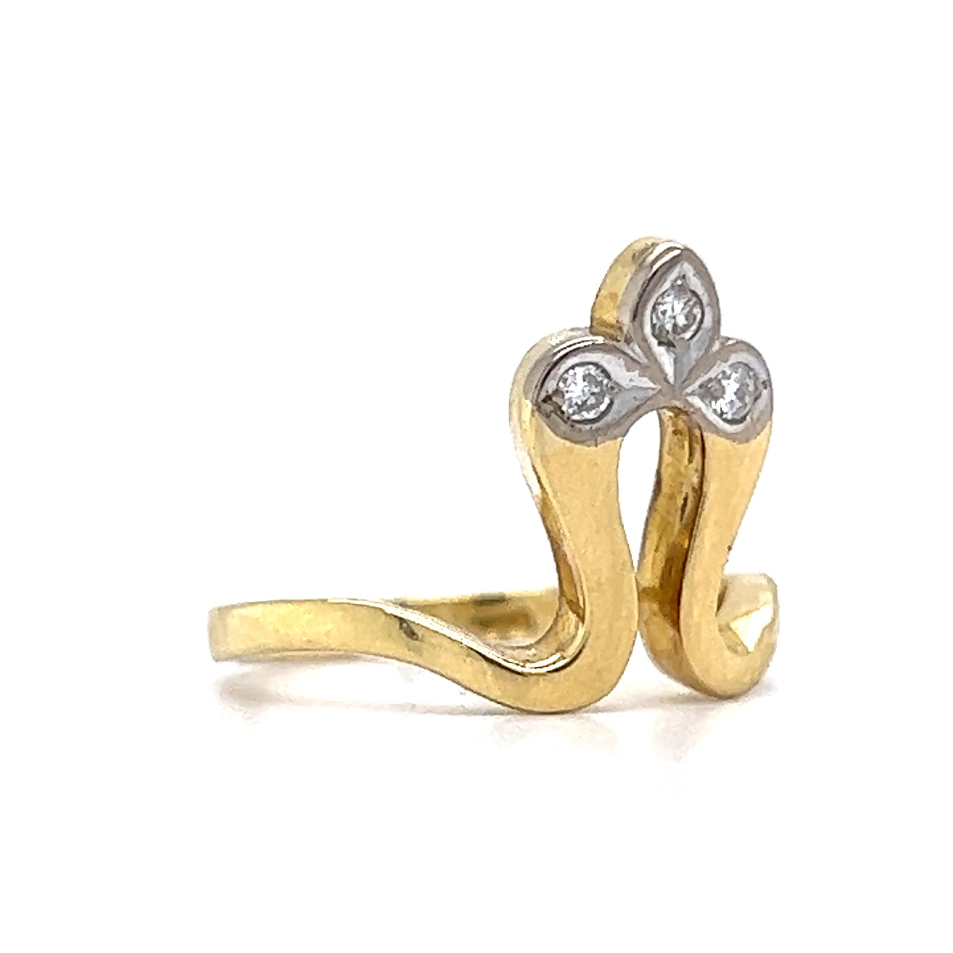 Half Fleur De Lis Diamond Ring in 18k Yellow Gold