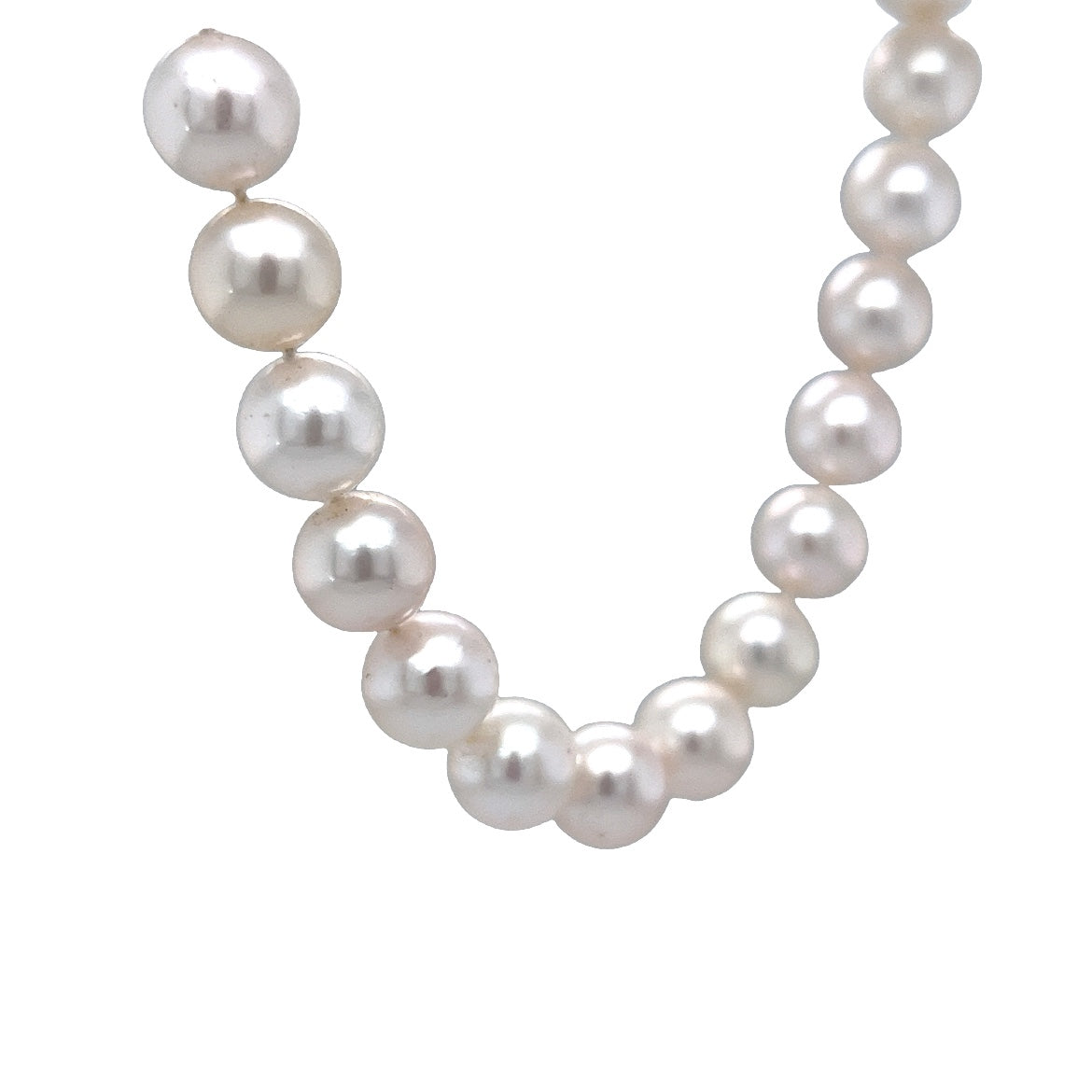 Necklace Modern Pearls & .10 Round Brilliant Cut Diamonds in 14k Yellow Gold