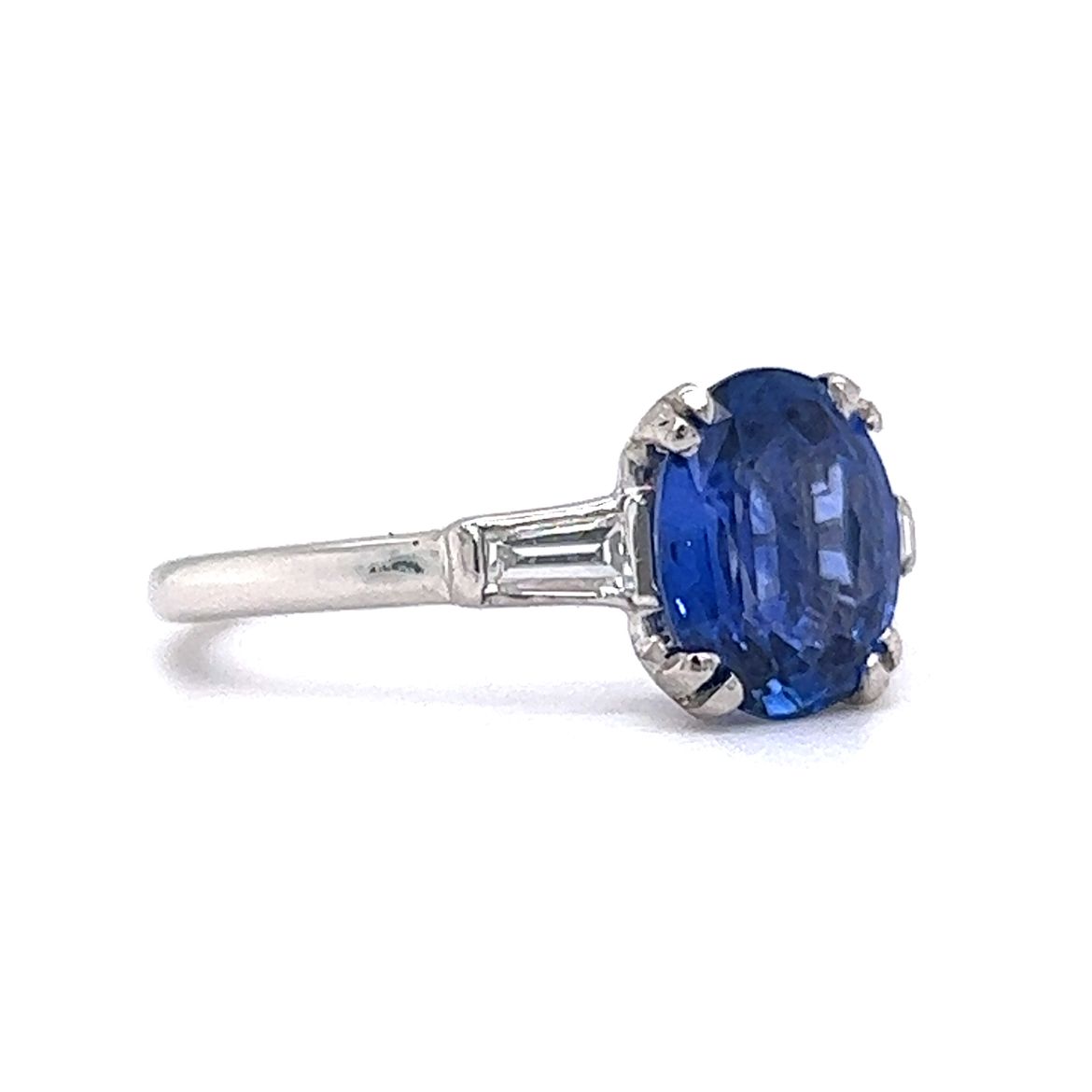 2.18 Blue Sapphire & Diamond Engagement Ring in Platinum