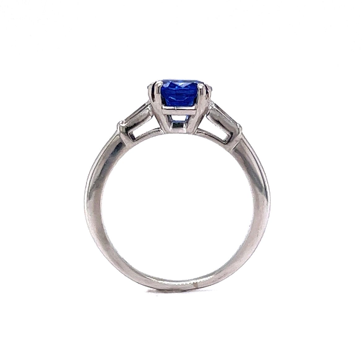 2.18 Blue Sapphire & Diamond Engagement Ring in Platinum