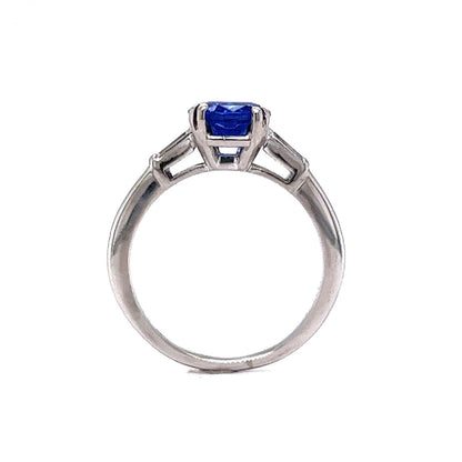 2.18 Natural Blue Sapphire & Diamond Engagement Ring in Platinum