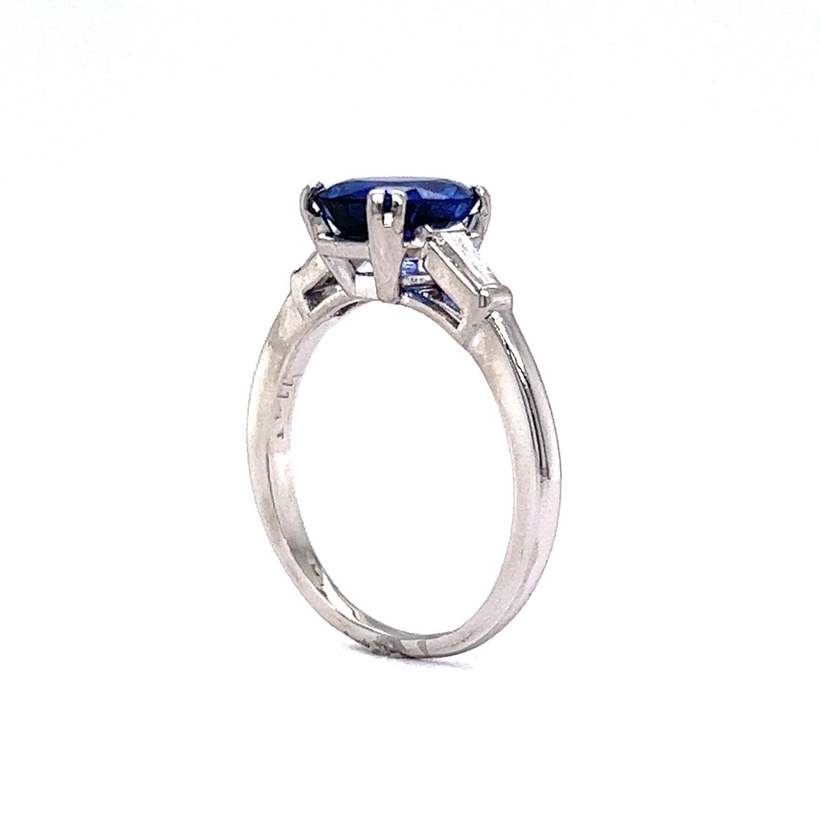 2.18 Blue Sapphire & Diamond Engagement Ring in Platinum