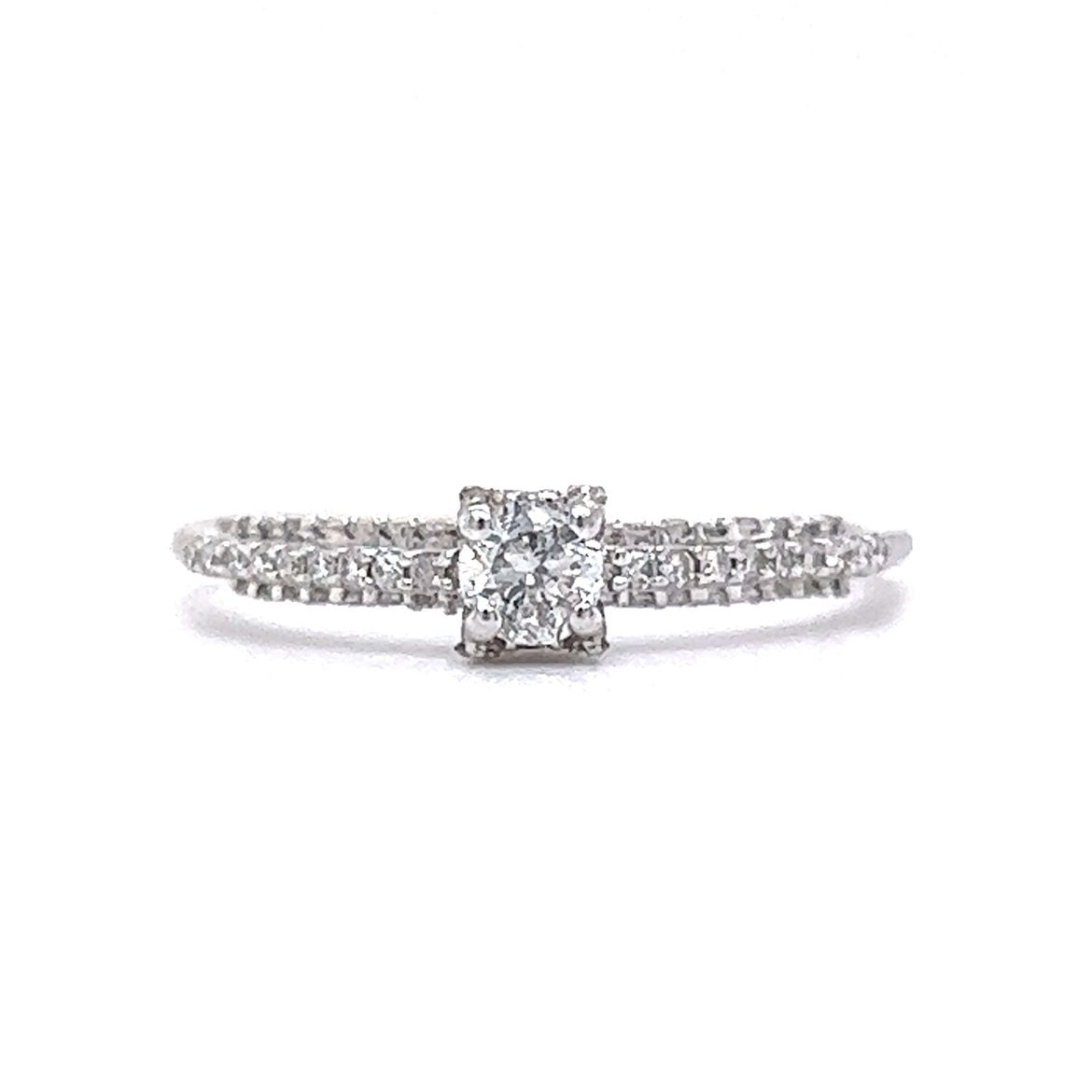 .16 Natural Round Diamond Engagement Ring in 14k White Gold