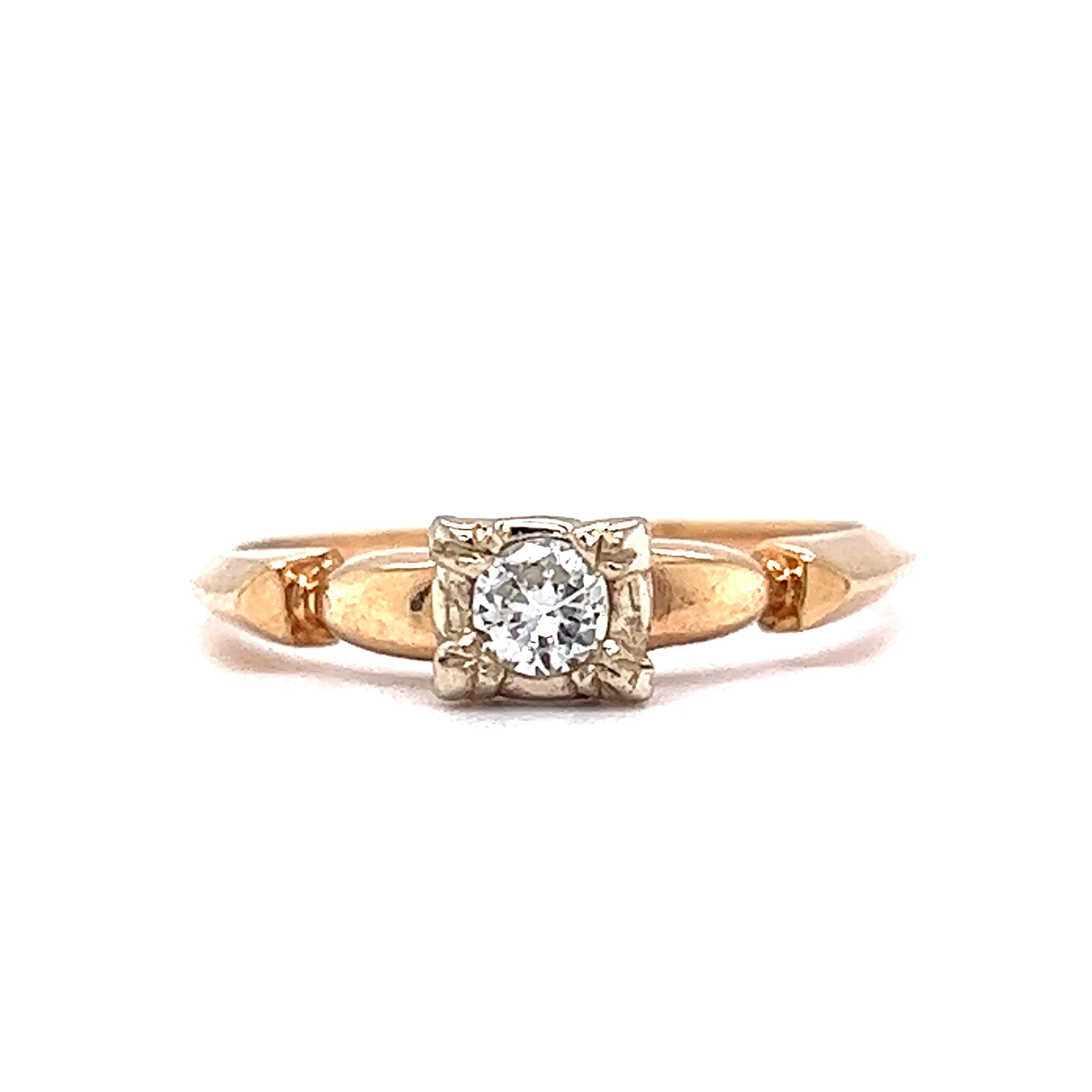 .15 Retro Two-Tone Diamond Engagement Ring in 14k/18k
