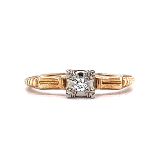 .05 Retro Solitaire Natural Diamond Engagement Ring in 14k & 18k Gold