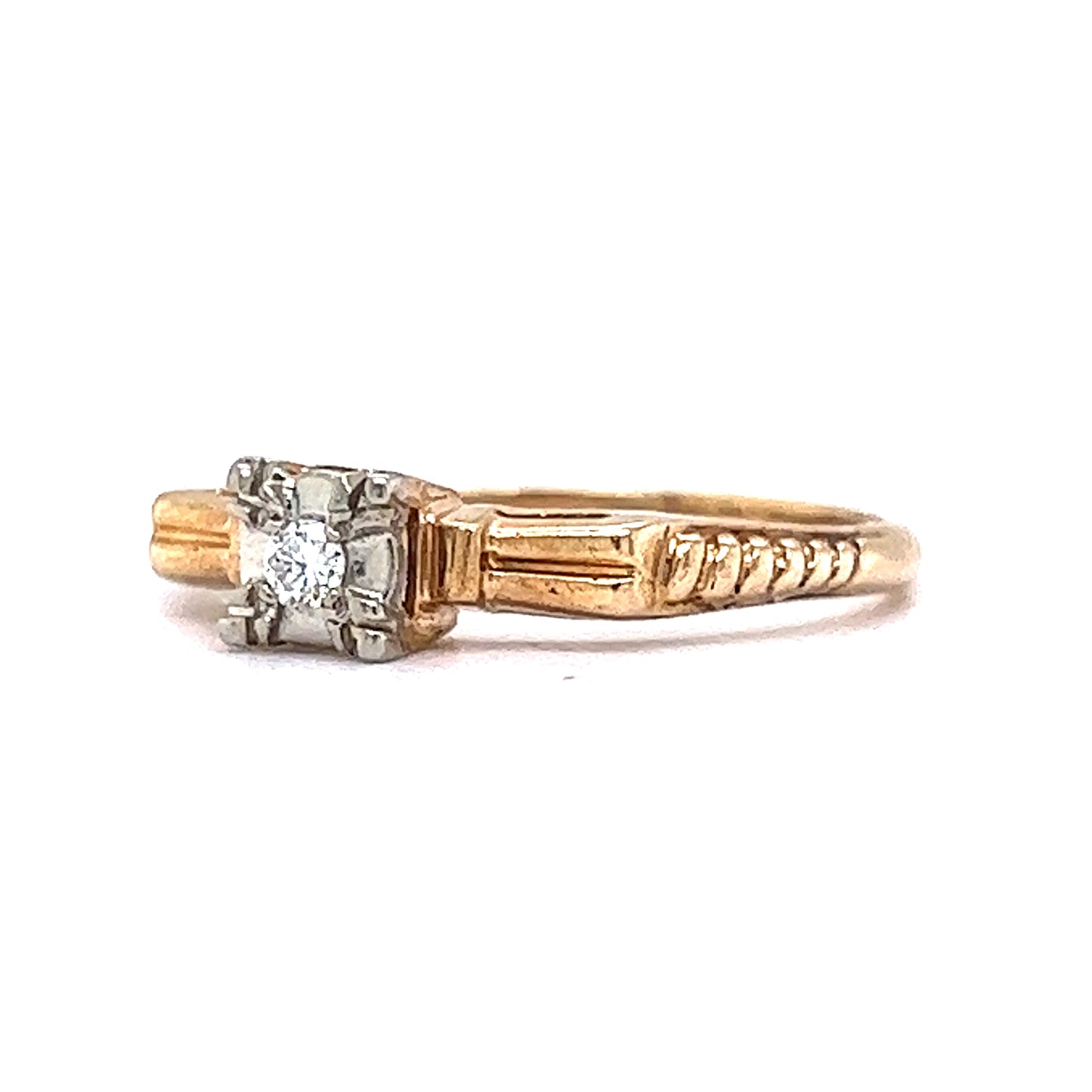 .05 Retro Solitaire Diamond Engagement Ring in 14k & 18k Gold