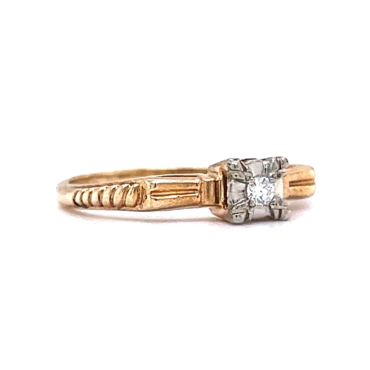 .05 Retro Solitaire Diamond Engagement Ring in 14k & 18k Gold