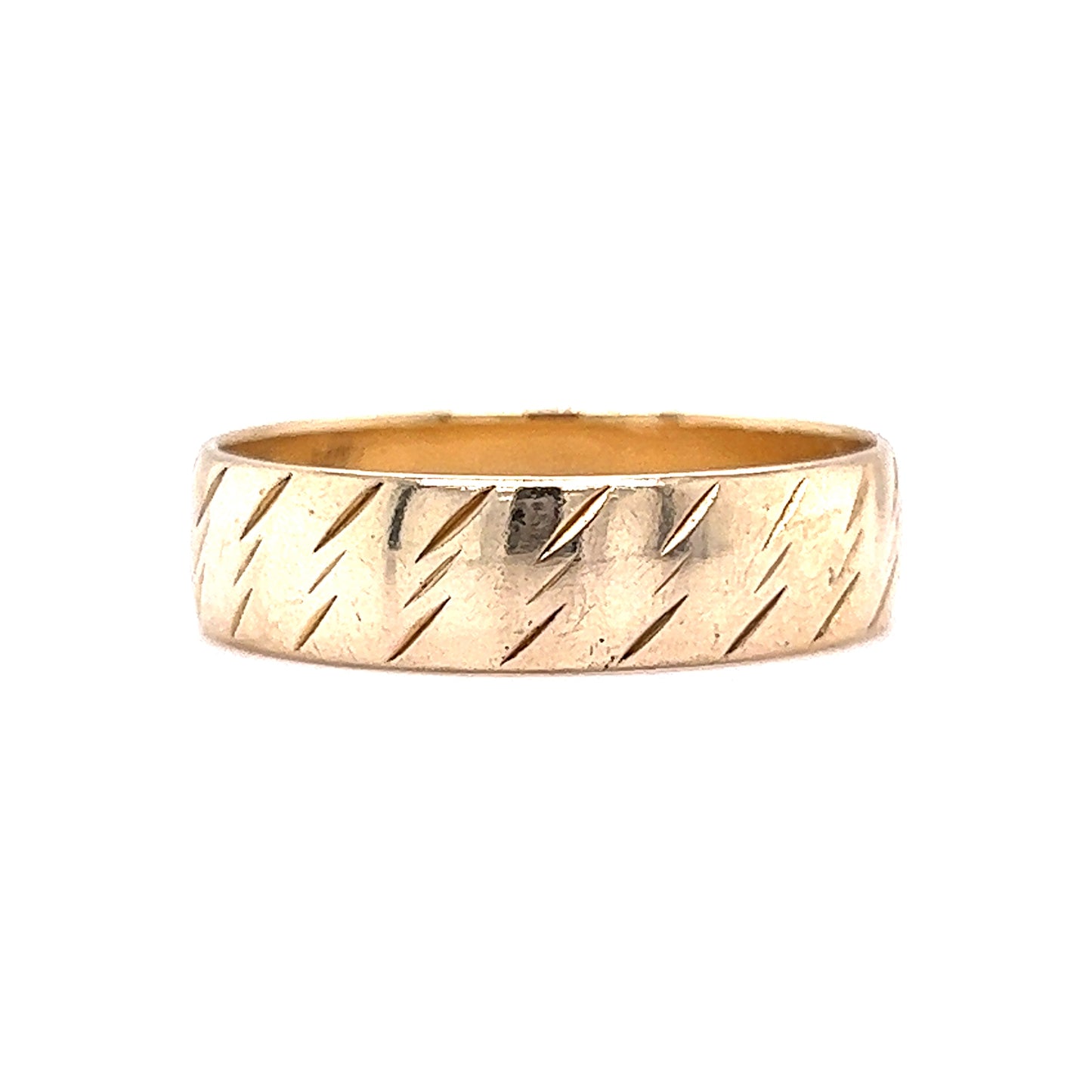 Men's Mid-Century Etched Wedding Band in 14k Yellow Gold