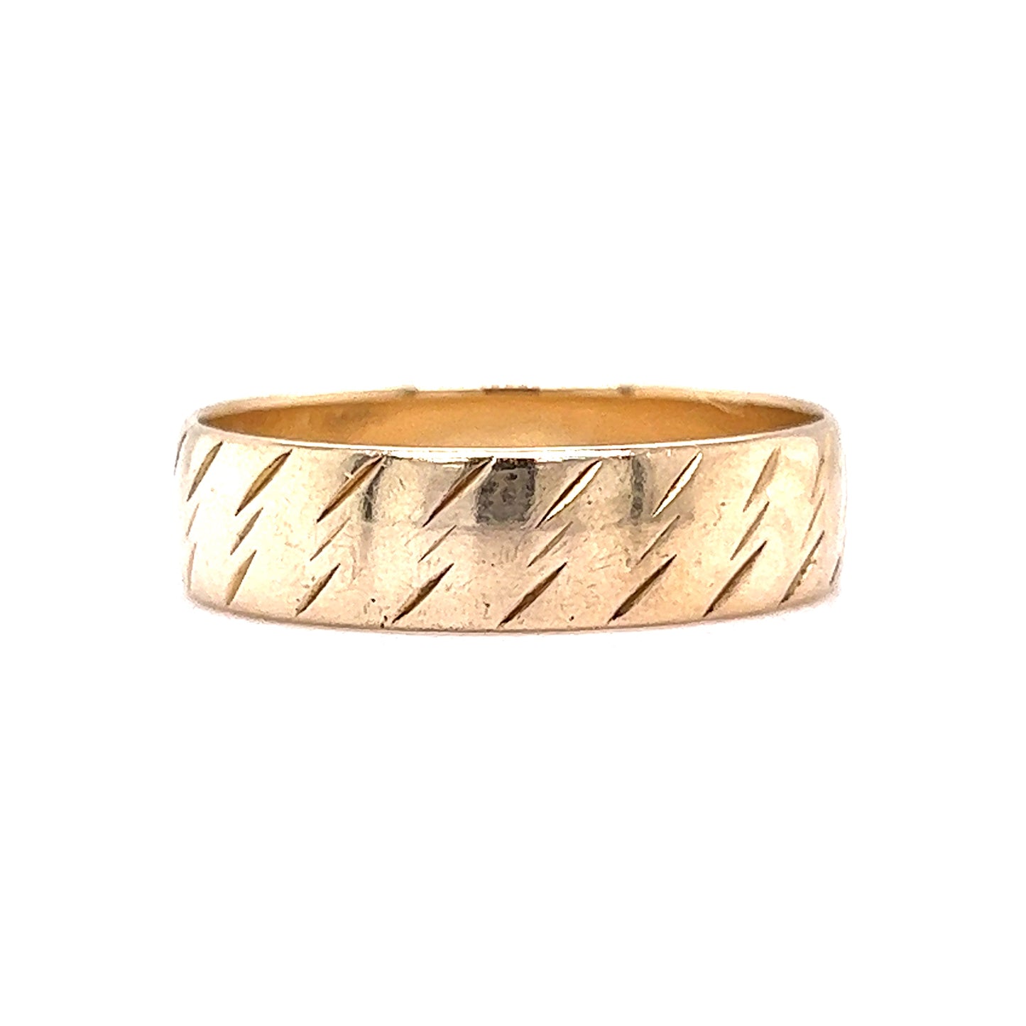 Men's Mid-Century Etched Wedding Band in 14k Yellow Gold