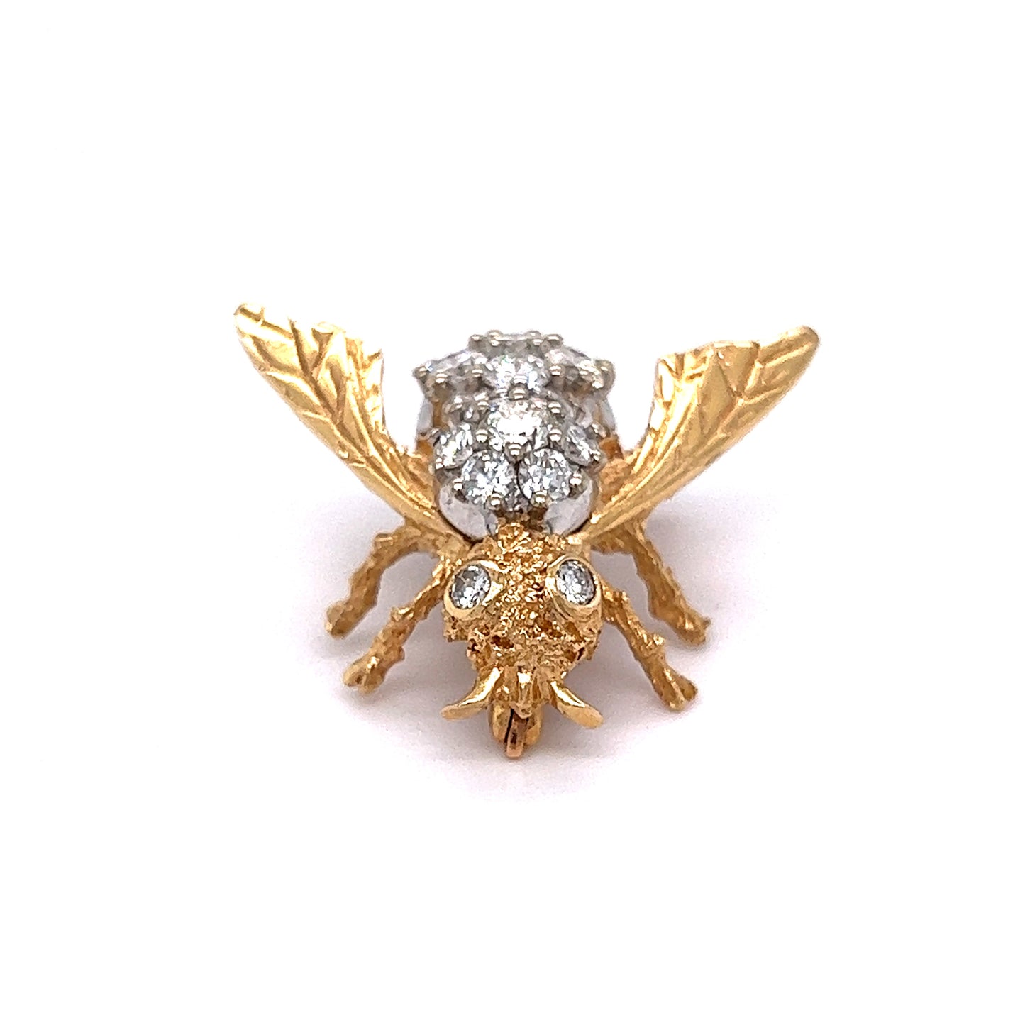 Vintage Bee Pin w/ Diamonds in 14k Yellow Gold