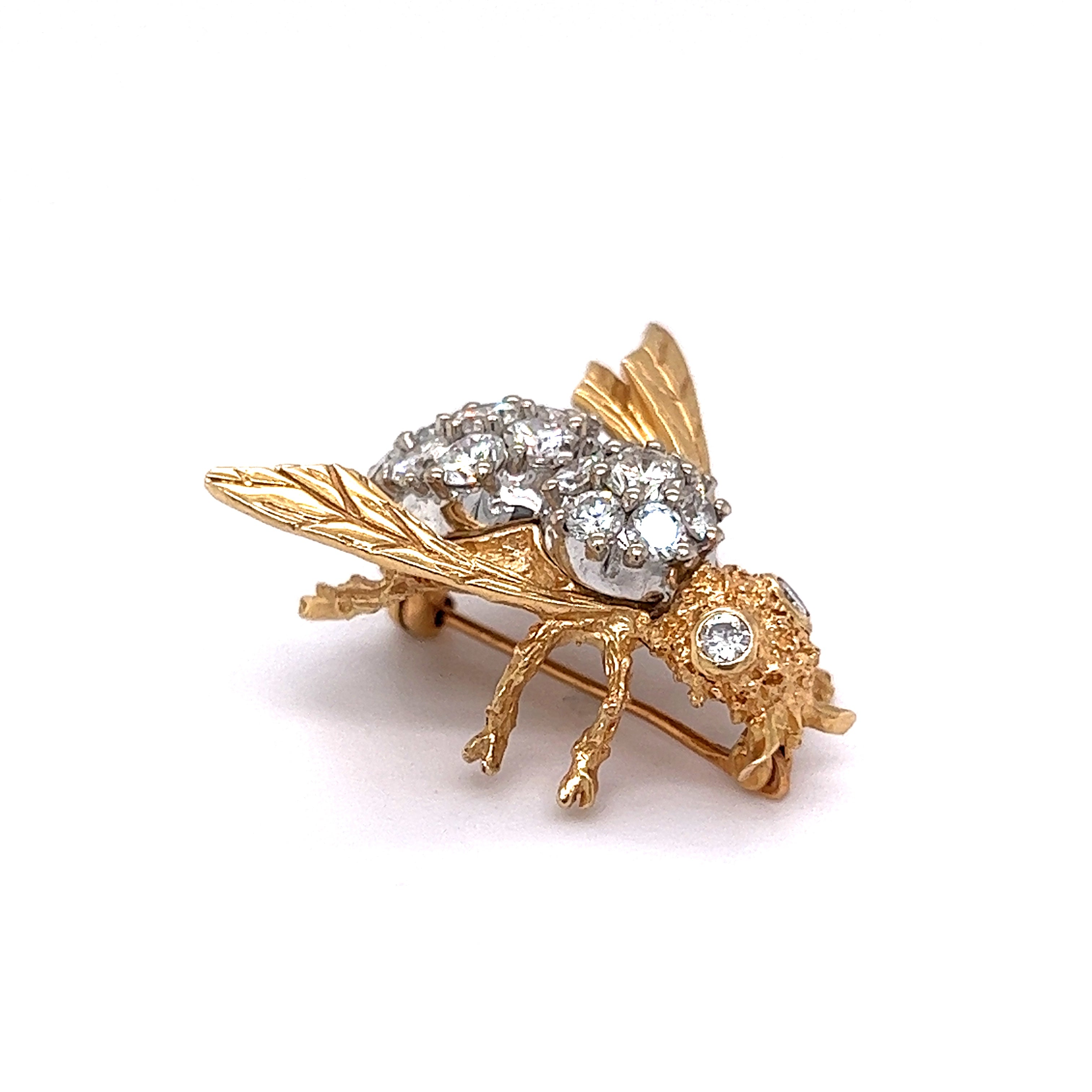 Vintage Bee Pin w/ Diamonds in 14k Yellow Gold - Filigree Jewelers
