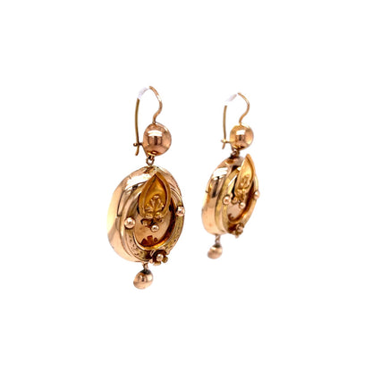 Vintage Victorian Drop Earrings 14k Yellow Gold